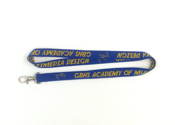 China Yellow Logo Woven Neck Lanyards ID Card Neck Lanyard With Thumb Trigger supplier