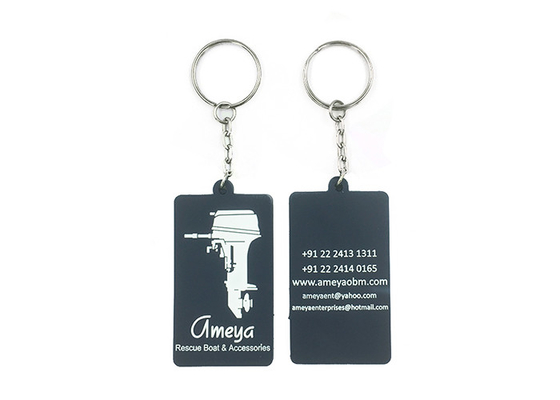 China Luxury Rubber Soft PVC Keychains Dark Blue Square Shape 2D Or 3D Effect supplier