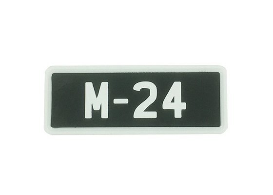 China Business Badges Clothes Soft PVC Patches Square Shape 70x25x2mm Black And White supplier