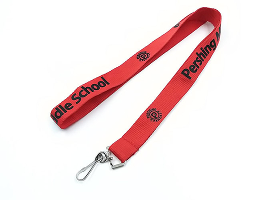 China Promotional Specialized Imprint Polyester Lanyards Red Color Silkscreen Printing supplier